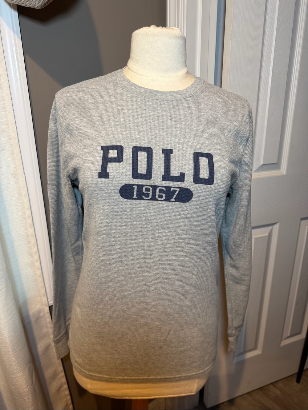 Polo by Ralph Lauren Heather Gray Crewneck with Navy Logo